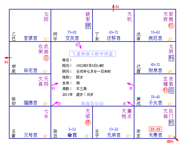 周星飛-台北写生年四化云妮生年壬天梁禄入命生年壬紫微权入疾厄生年